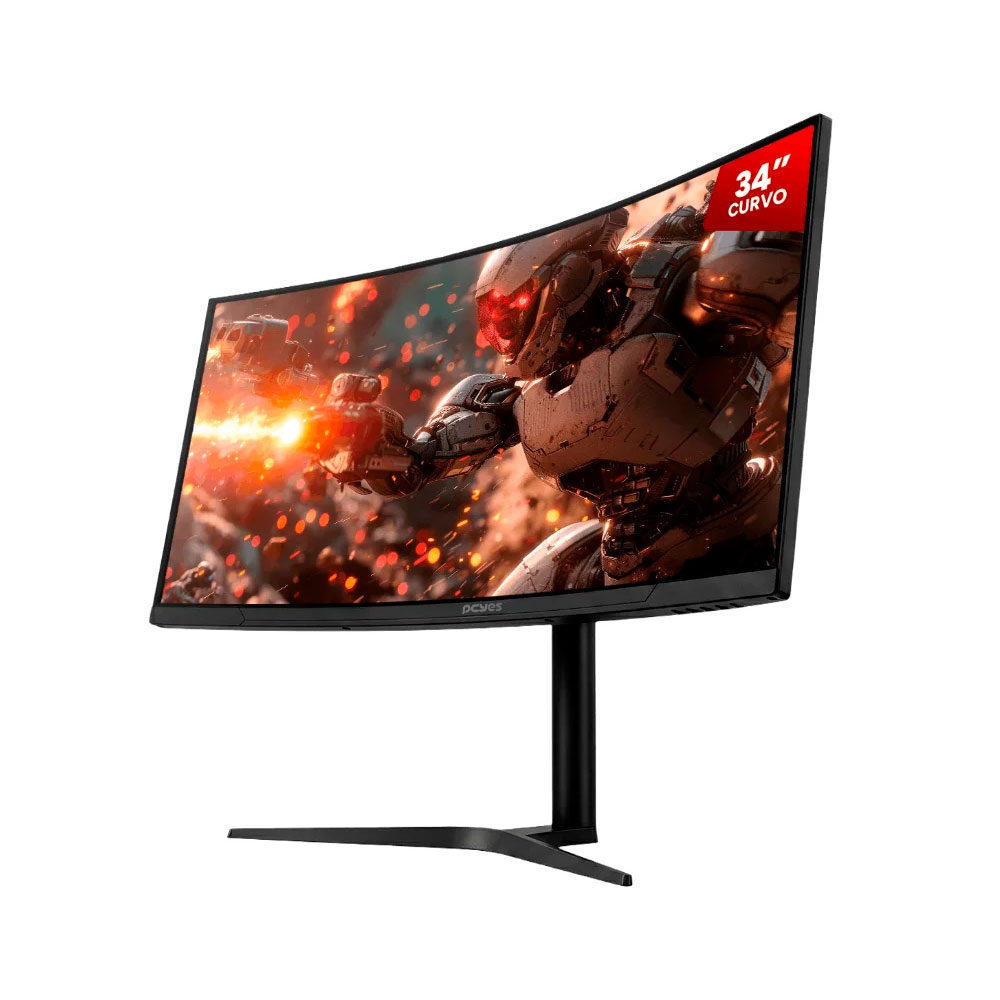 Monitor Gamer PCyes Z-max Z34c 34” Curvo Wqhd 165hz 1ms HDMI/dp/has Speaker Freesync Black Vulcan Pmgz34c165bv