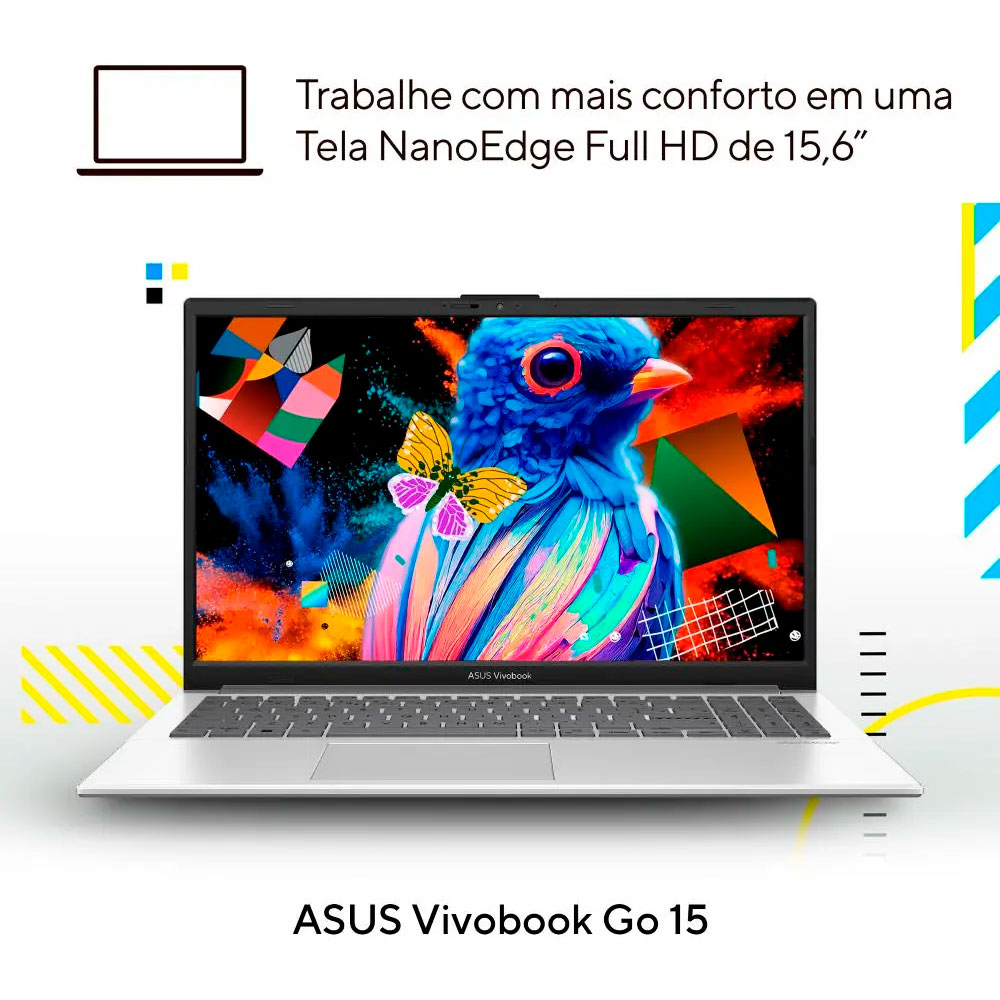 Notebook ASUS Vivobook Go 15, Intel Core i3 N305, 8GB RAM, 512GB SSD - Imagem 2
